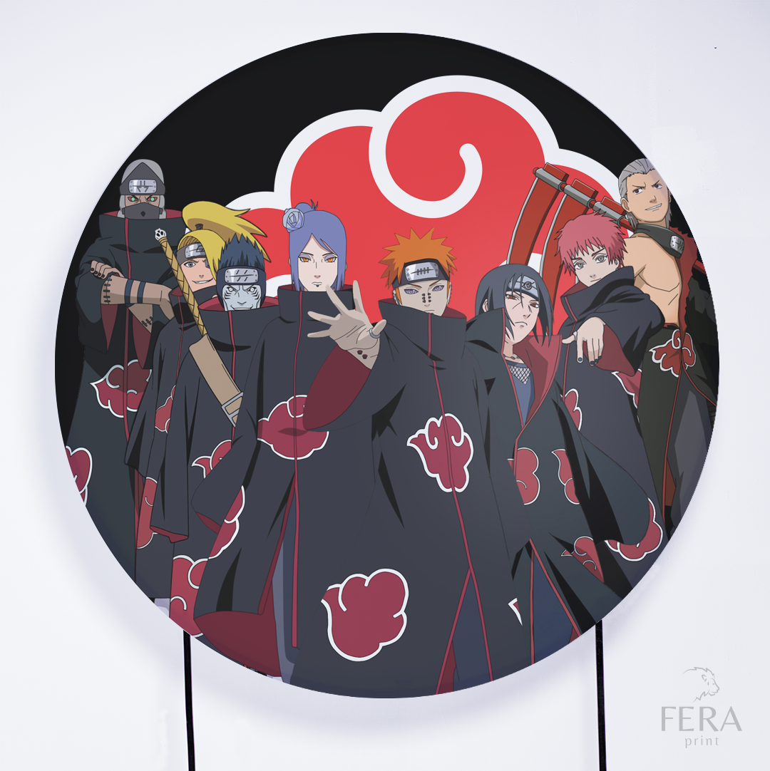 Placa Quadro Decorativo Nuvem Akatsuki Simbolo Anime Naruto Logo Madeira  MDF Com Fita Dupla Face Adesiva Preto Fosco