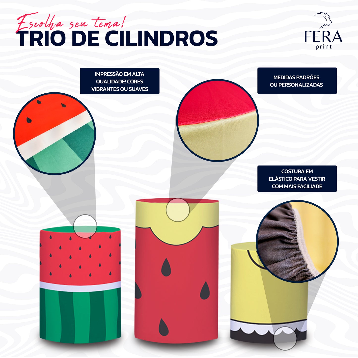 Trio Capa Cilindro Bichinhos do Mar c/ Elástico