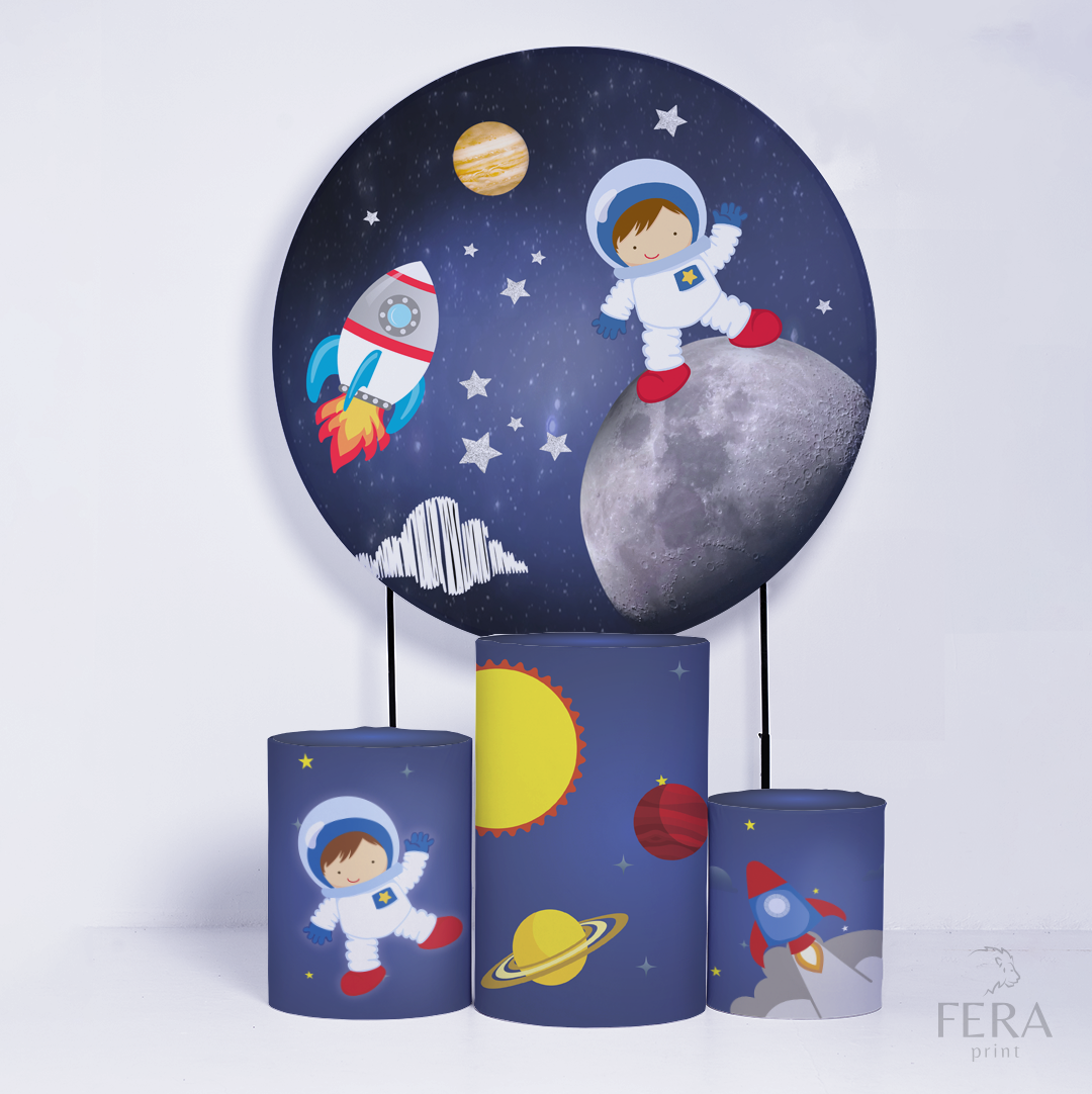 Kit Painéis + Trio Capa Cilindro Casado Astronauta Sublimado