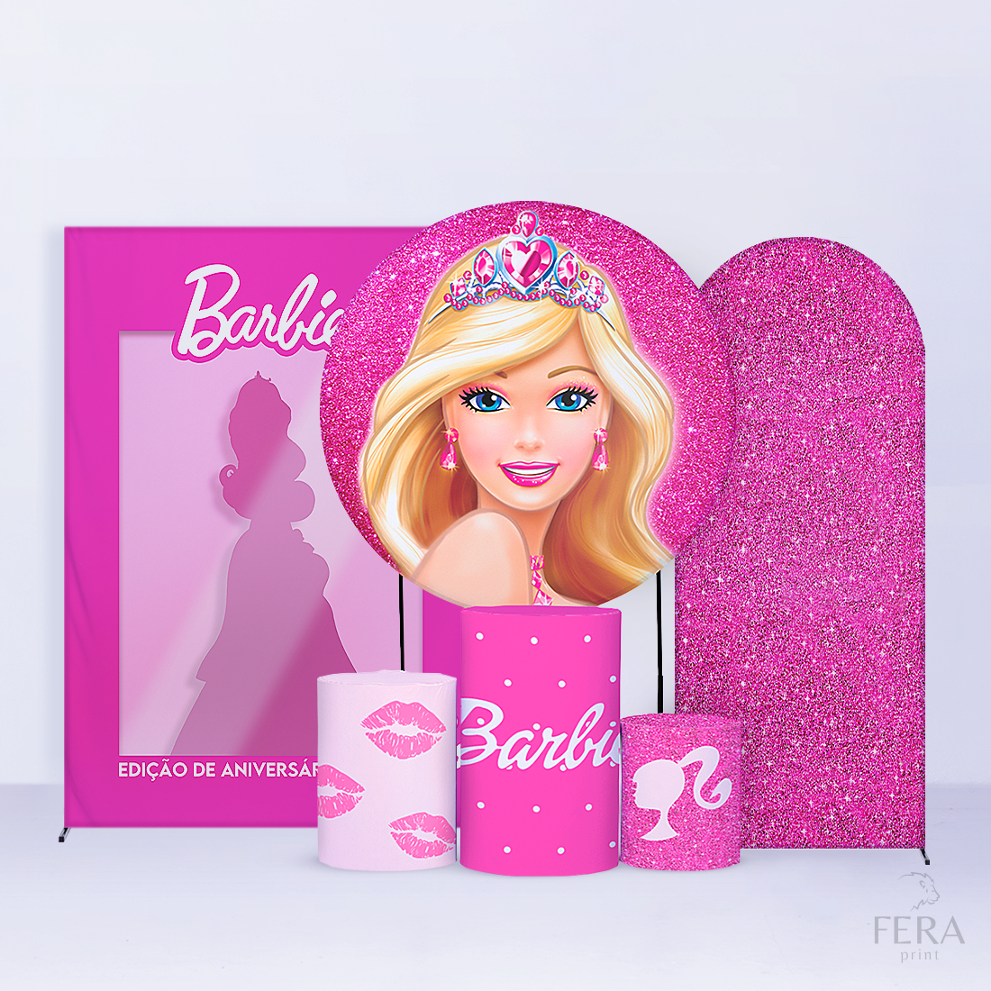 Super Kit Capa Cilindros + Capa Painéis Boneca Roupa Rosa Sublimado