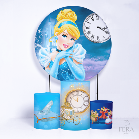 Kit Capa Cilindros + Capa Painel Princesa do Sapatinho de Cristal Sublimado