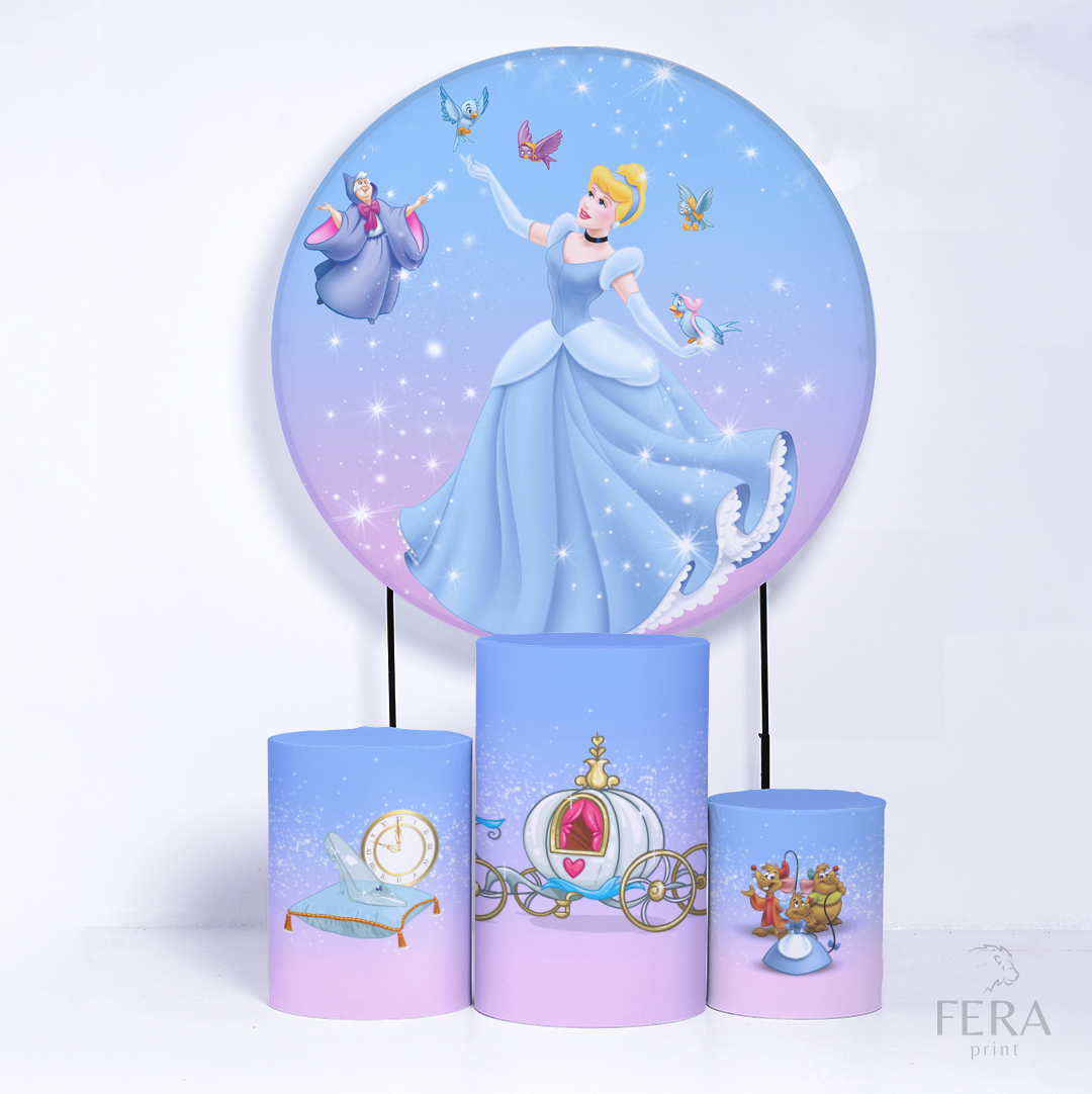 Kit Painéis + Trio Capa Cilindro Casado Princesa Sapatinho Sublimado