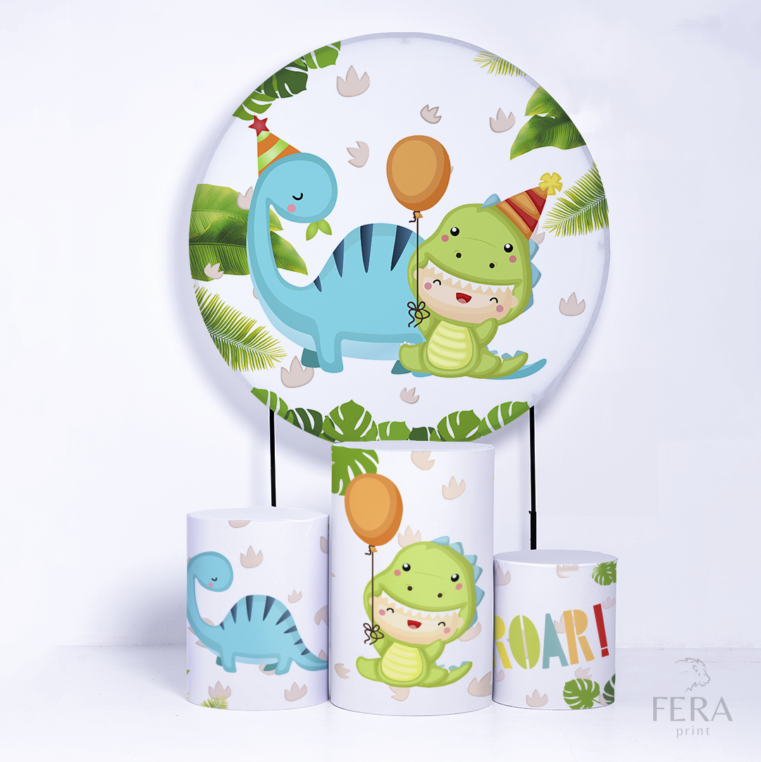 Kit Painéis + Trio Capa Cilindro Casado Dino Baby Sublimado