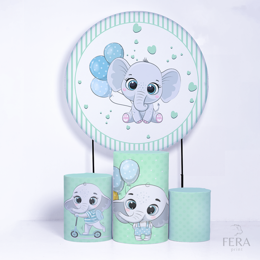 Kit Capa Cilindros + Capa Painel Elefante Baby Sublimado