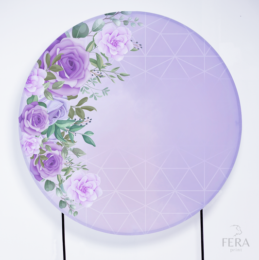 Painel Redondo Floral Roxo Sublimado