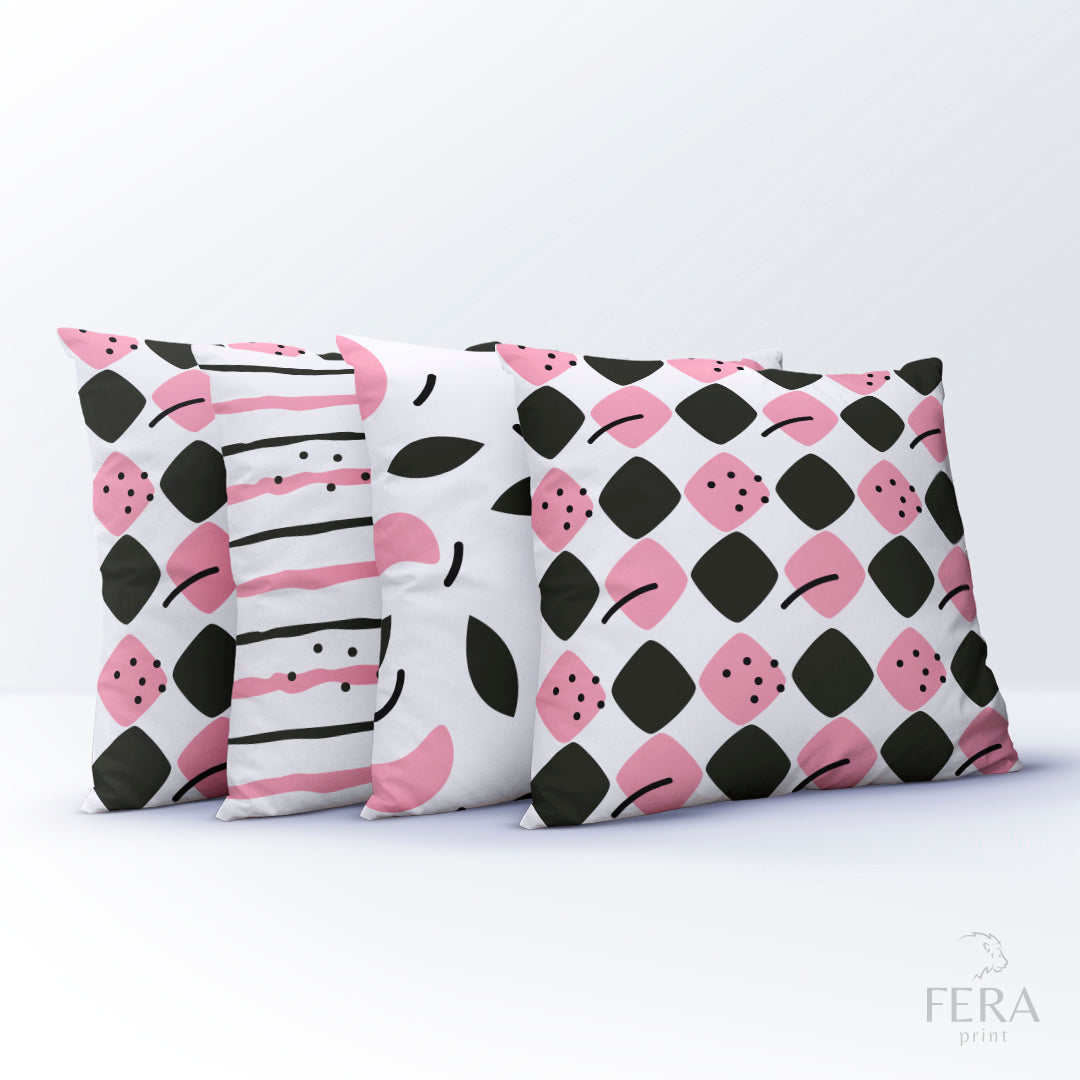 Kit com 04 - Capa de Almofada Estampada Decorativa 35X35cm