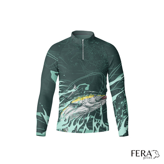 Camiseta de Pesca Manga Longa com Zíper