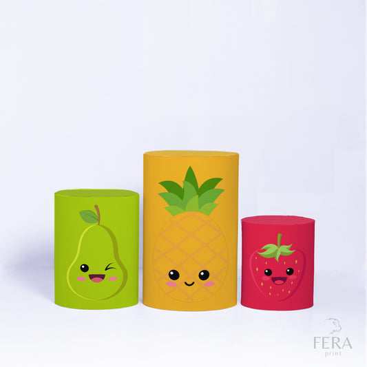 Trio Capa Cilindro Frutas c/ Elástico