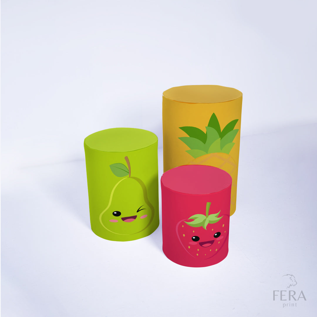 Trio Capa Cilindro Frutas c/ Elástico