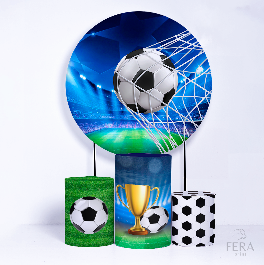 Kit Painéis + Trio Capa Cilindro Casado Futebol c/ Elástico