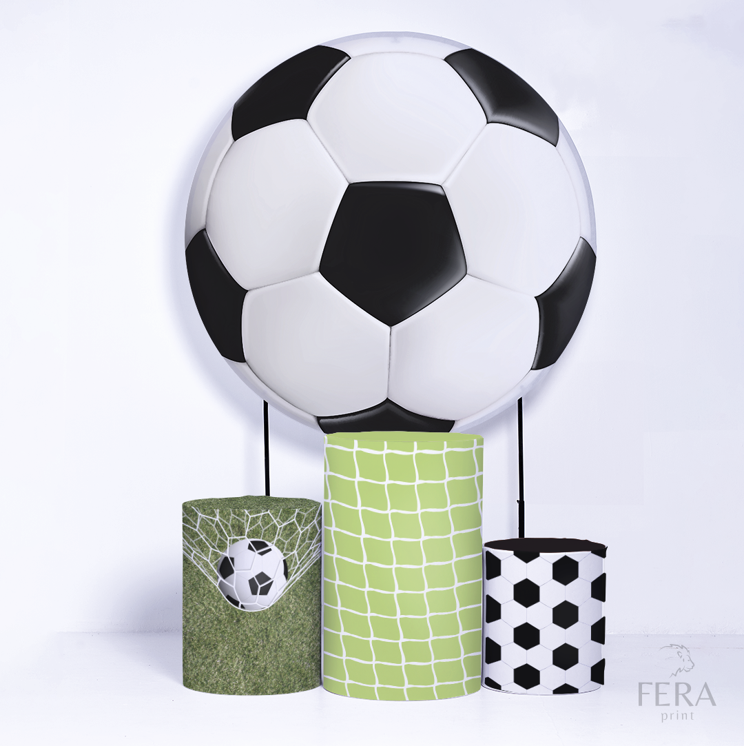 Kit Painéis + Trio Capa Cilindro Casado Futebol c/ Elástico