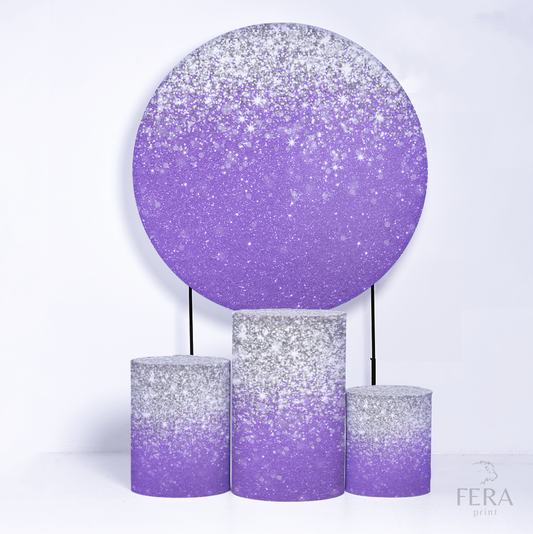 Kit Capa Cilindros + Capa Painel Glitter Roxo Geométrico Sublimado