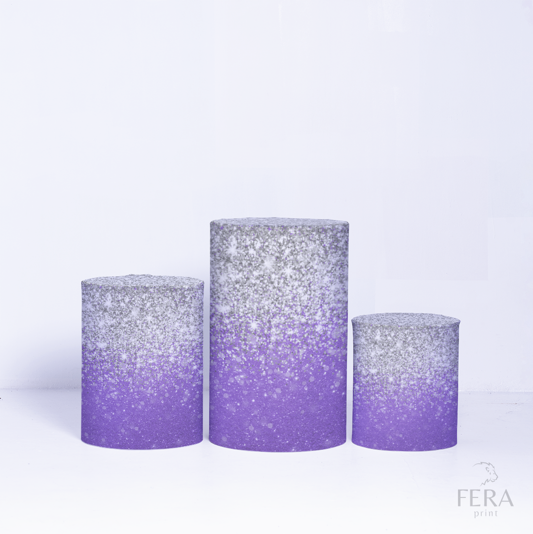 Kit Capa Cilindros + Capa Painel Glitter Roxo Geométrico Sublimado