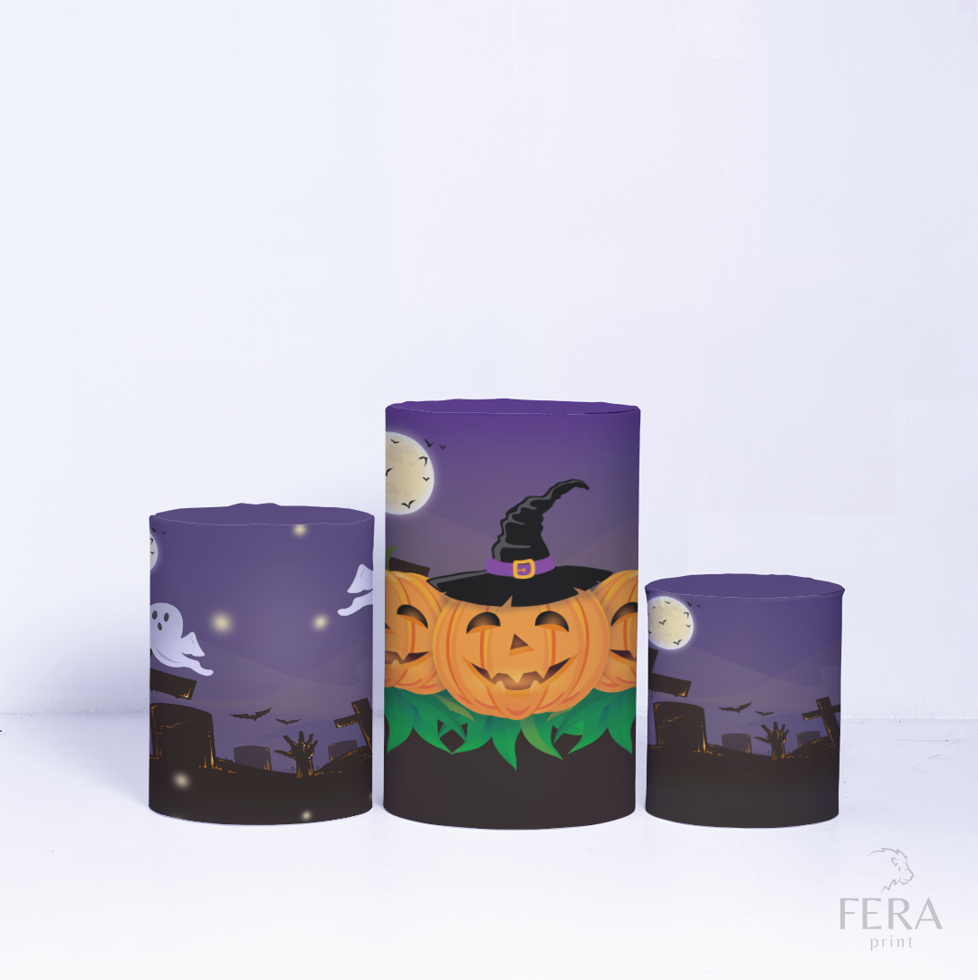 Kit Painéis + Trio Capa Cilindro Casado Halloween Sublimado