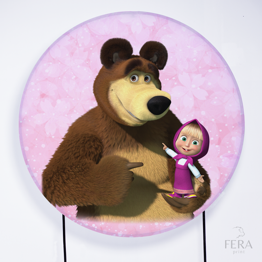 Painel Redondo Menina e o Urso Sublimado