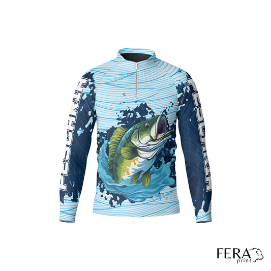 Camiseta de Pesca Manga Longa com Zíper