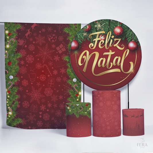 Kit Painéis + Trio Capa Cilindro Casado Natal Sublimado