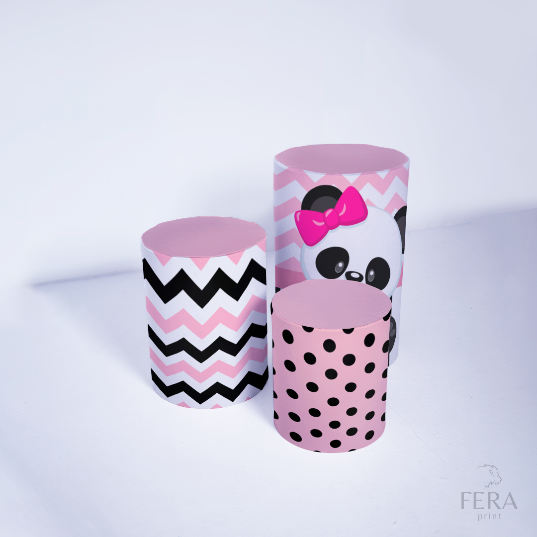 Kit Capa Cilindros + Capa Painel Panda Rosa Sublimado