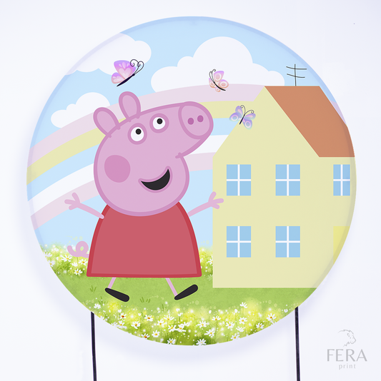 Painel Redondo Peppa Pig Arco Íris Sublimado