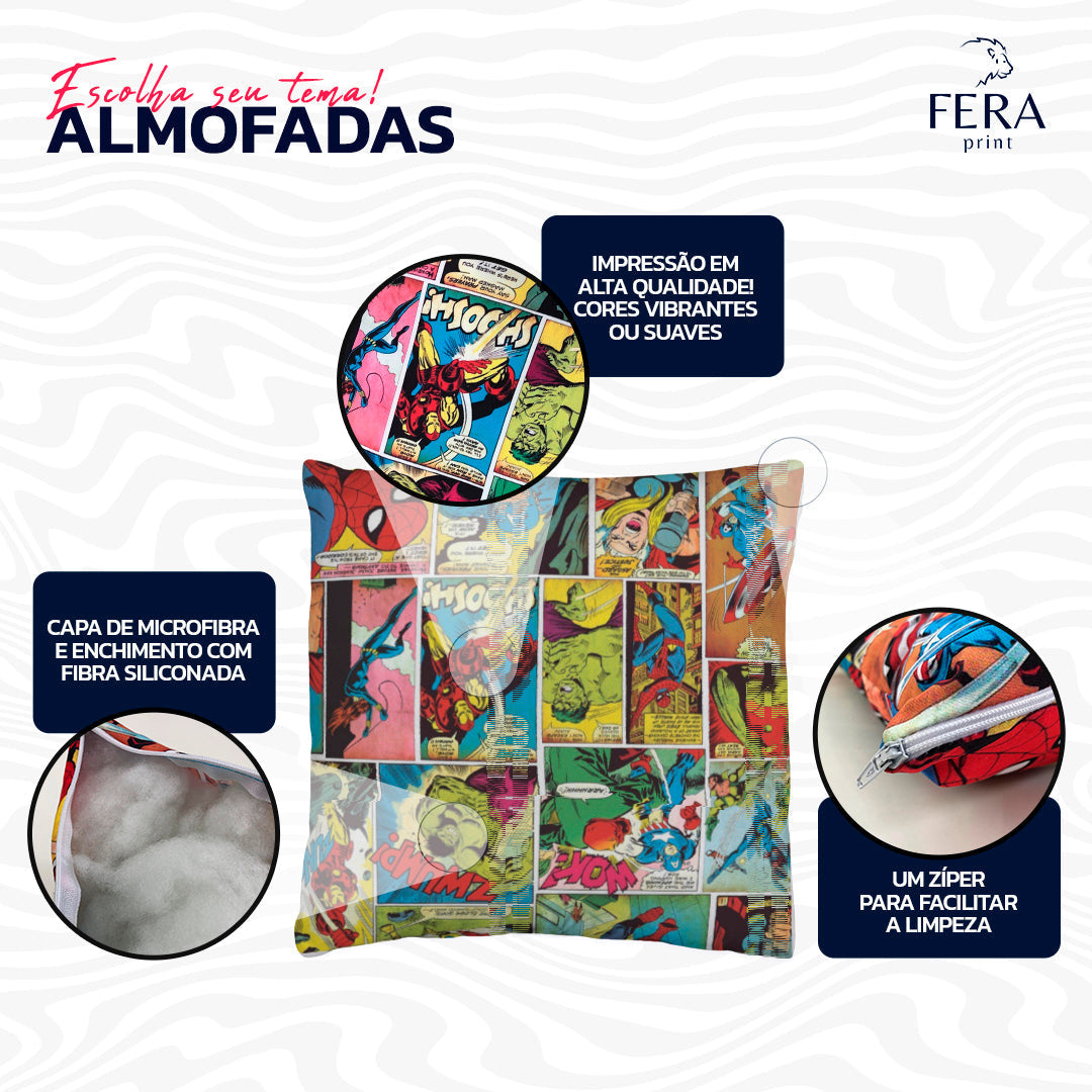 Capa de Almofada Estampada Decorativa 35X35cm - Apenas 1 unidade