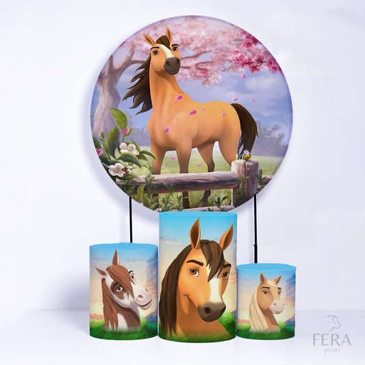 Kit Capa Cilindros + Capa Painel Cavalo e Menina Sublimado