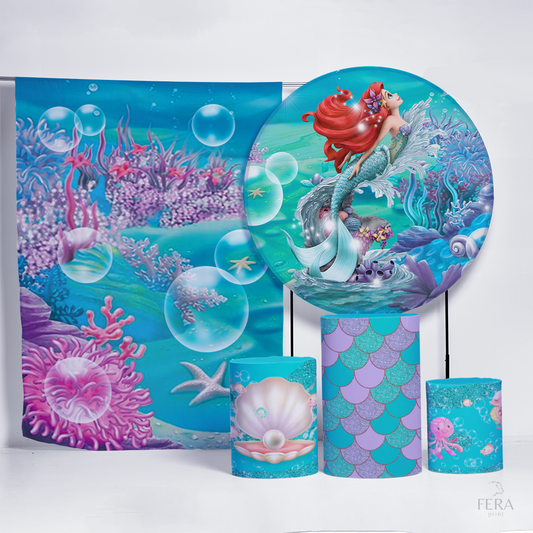 Kit Painéis + Trio Capa Cilindro Casado Princesa Sereia Sublimado