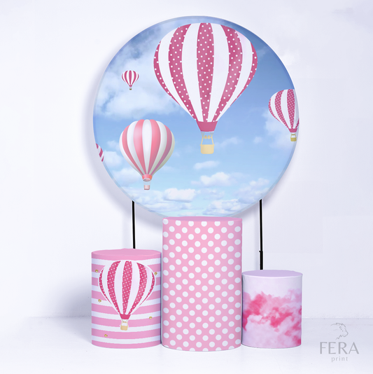 Kit Capa Cilindros + Capa Painel Balão Rosa Sublimado