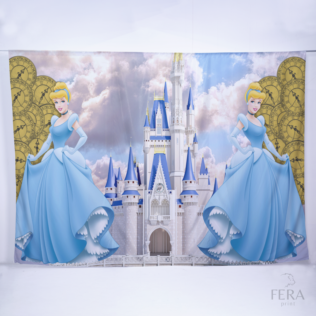 Painel Sublimado Retangular Princesa Encantada Castelo