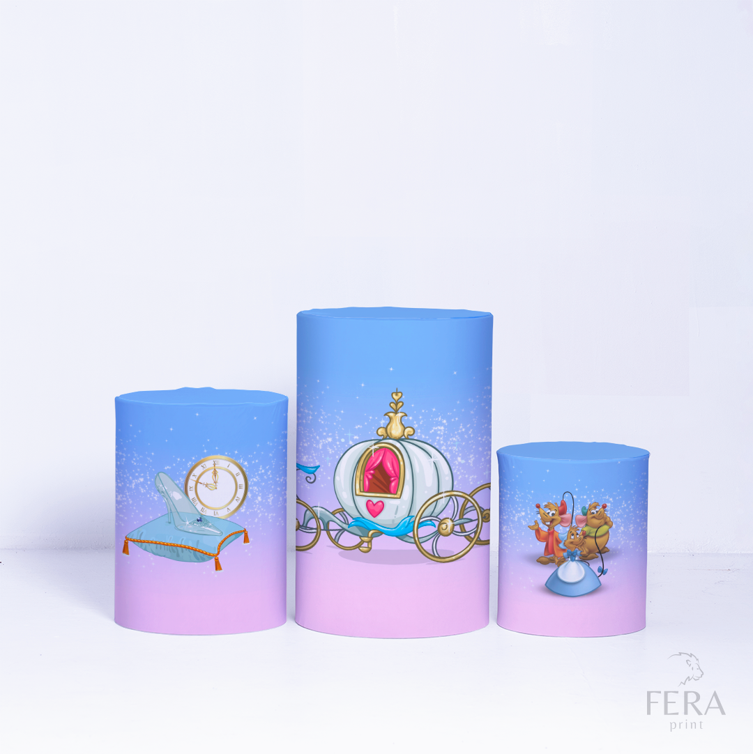 Kit Painéis + Trio Capa Cilindro Casado Princesa Sapatinho Sublimado