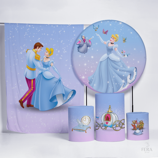 Kit Painéis + Trio Capa Cilindro Casado Princesa Sapatinho Sublimado