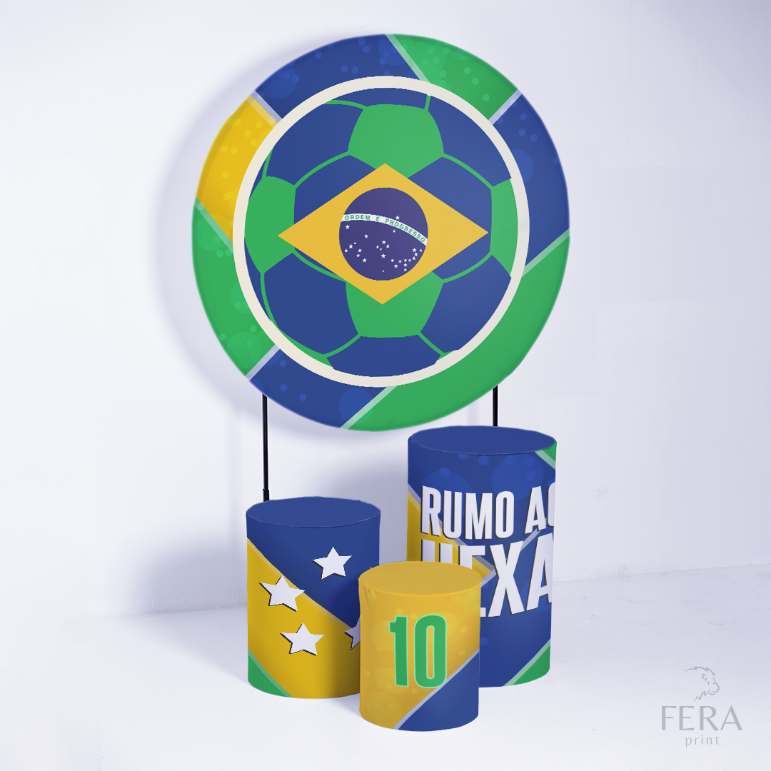 Kit Capa Cilindros + Capa Painel Brasil Rumo ao Hexa Sublimado