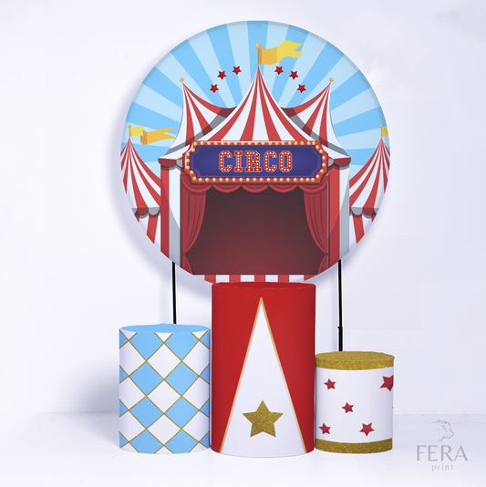 Kit Capa Cilindros + Capa Painel Circo Azul Sublimado