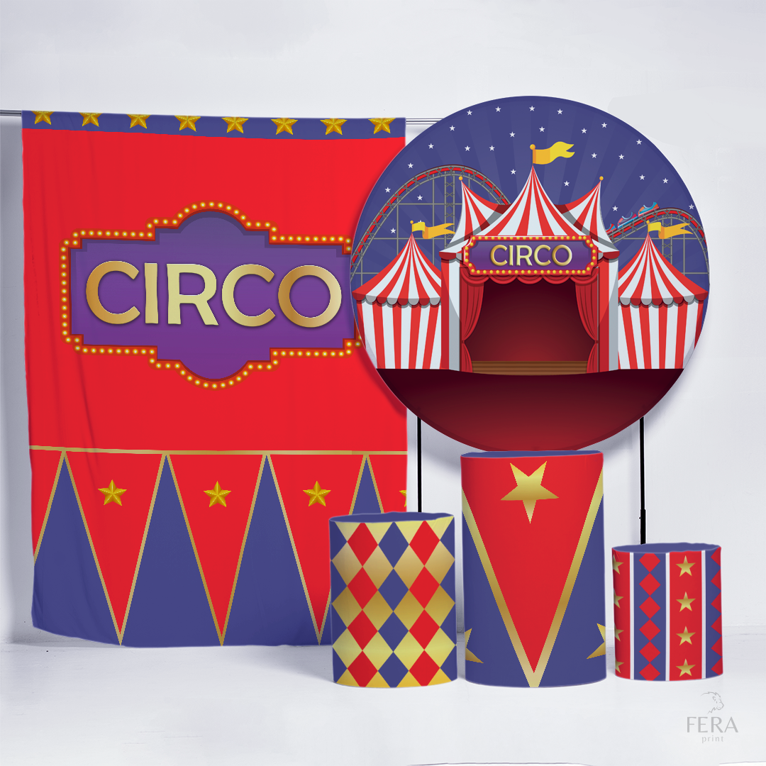 Kit Painéis + Trio Capa Cilindro Casado Circo Sublimado