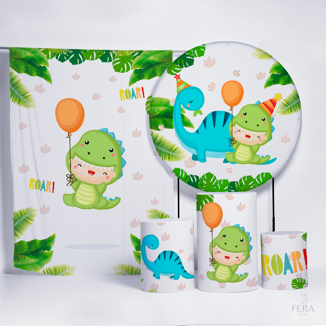 Kit Painéis + Trio Capa Cilindro Casado Dino Baby Sublimado