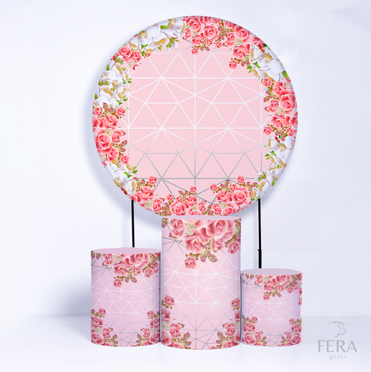 Kit Capa Cilindros + Capa Painel Floral Rosa Sublimado