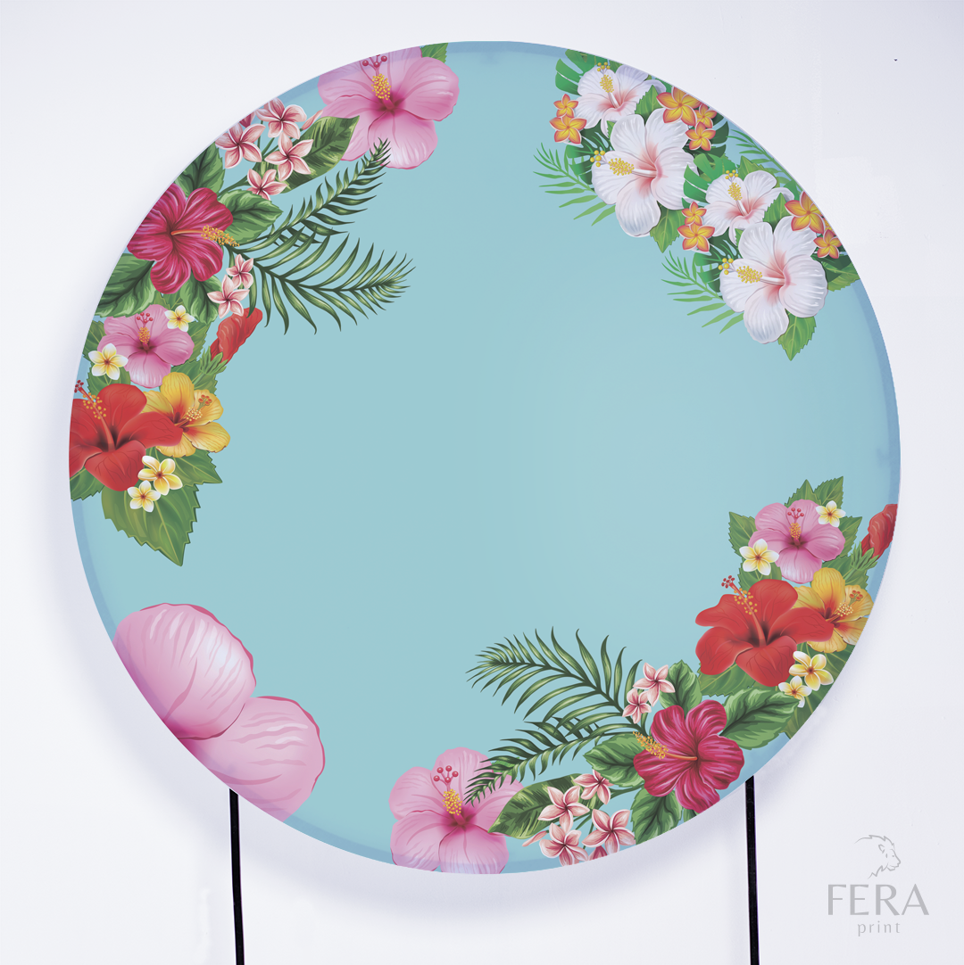 Painel Redondo Floral Tropical Sublimado