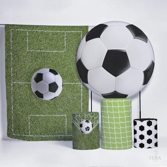 Kit Painéis + Trio Capa Cilindro Casado Futebol c/ Elástico