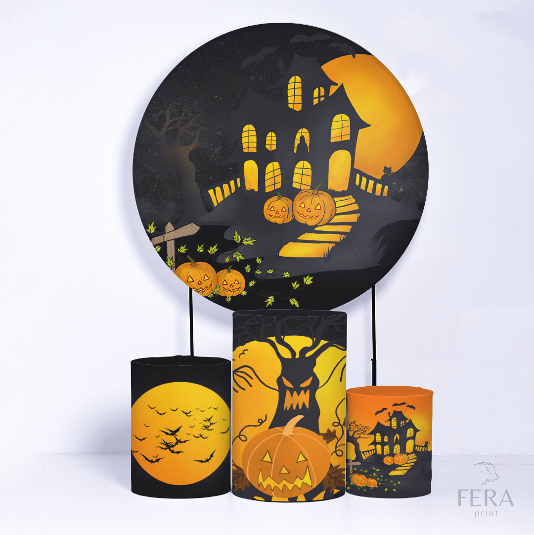 Kit Capa Cilindros + Capa Painel Halloween Preto Sublimado