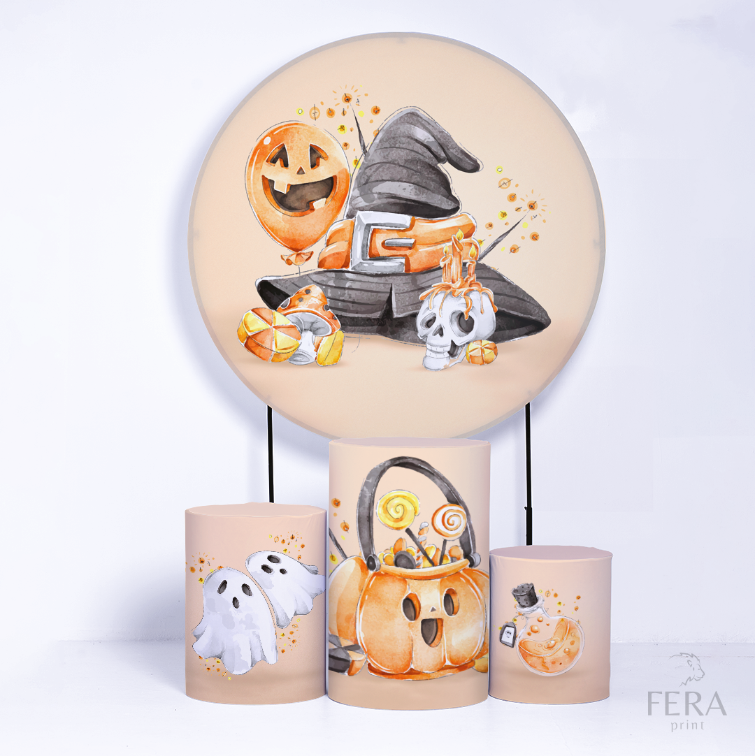 Kit Capa Cilindros + Capa Painel Halloween Fantasia Sublimado