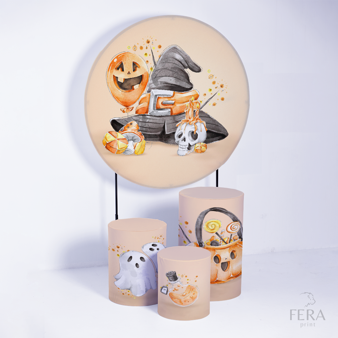 Kit Capa Cilindros + Capa Painel Halloween Fantasia Sublimado