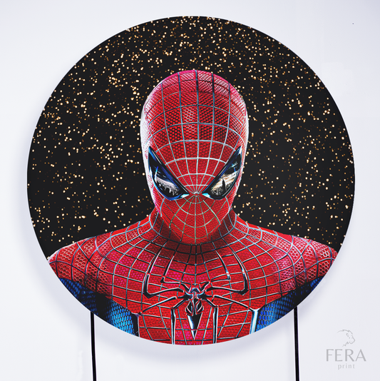 Painel Redondo Herói Aranha Glitter Dourado Sublimado