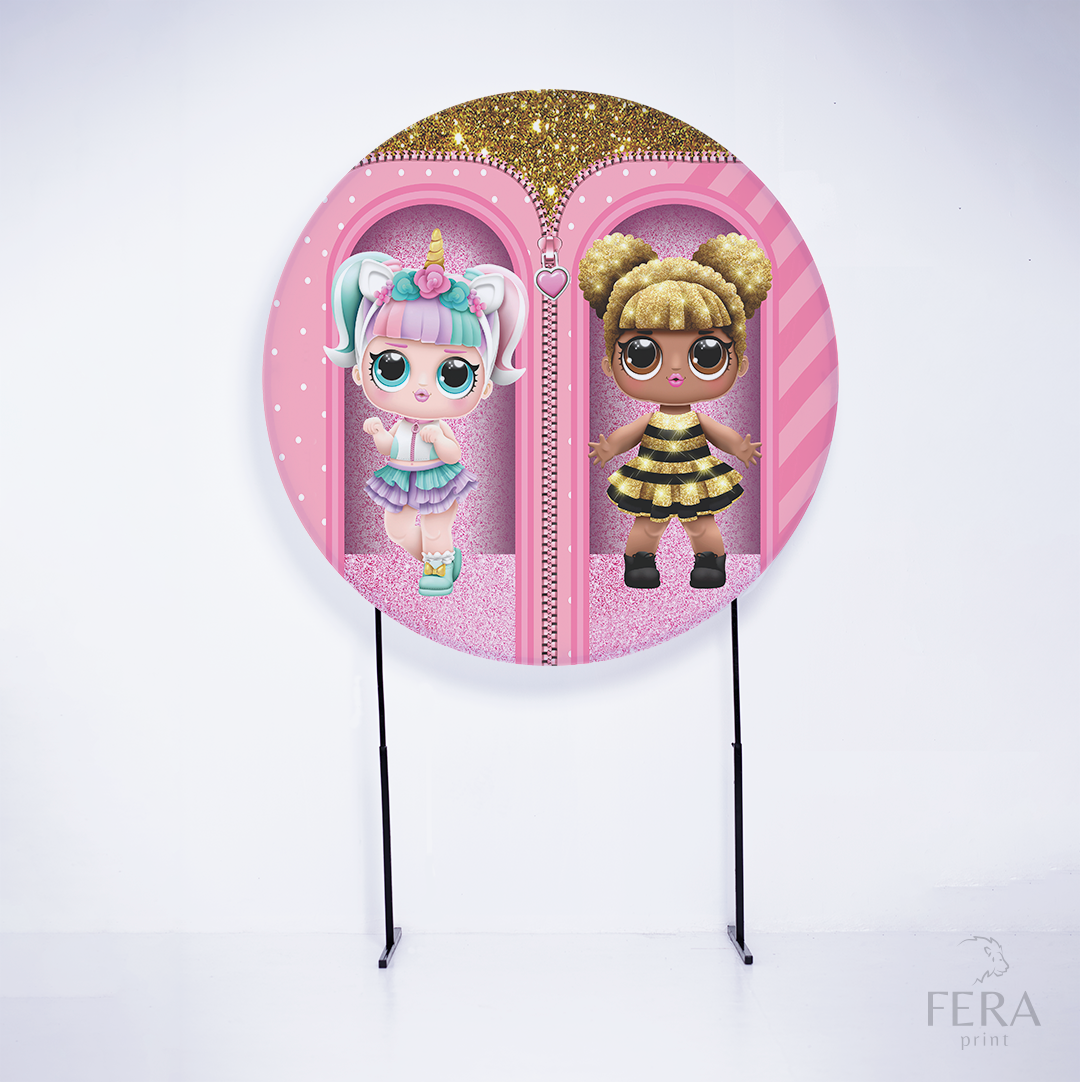 Painel Redondo Boneca Surprise Ziper Unicornio Sublimado