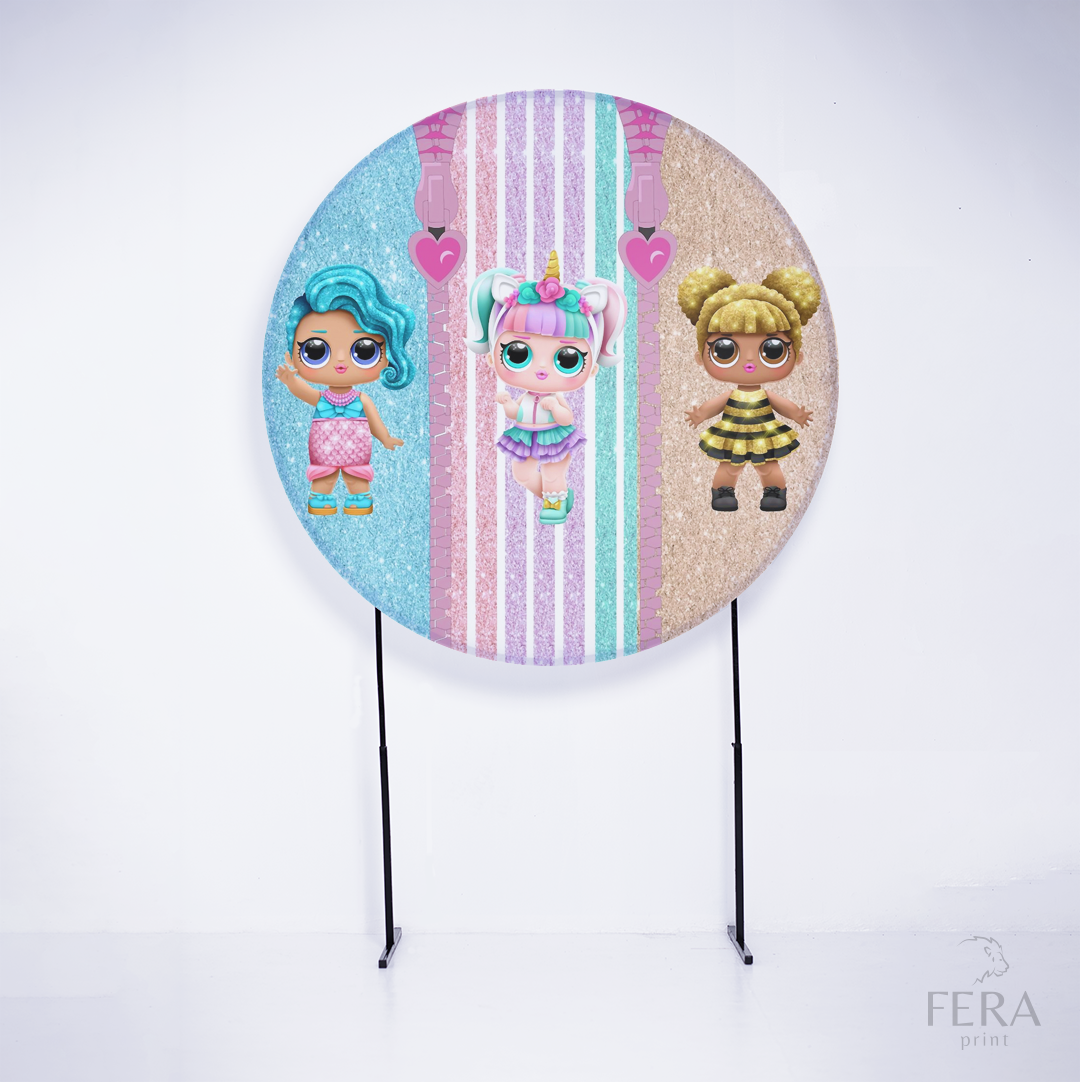 Painel Redondo Boneca Surprise Listrado Sublimado