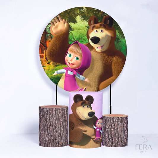 Kit Capa Cilindros + Capa Painel Menina e o Urso Sublimado