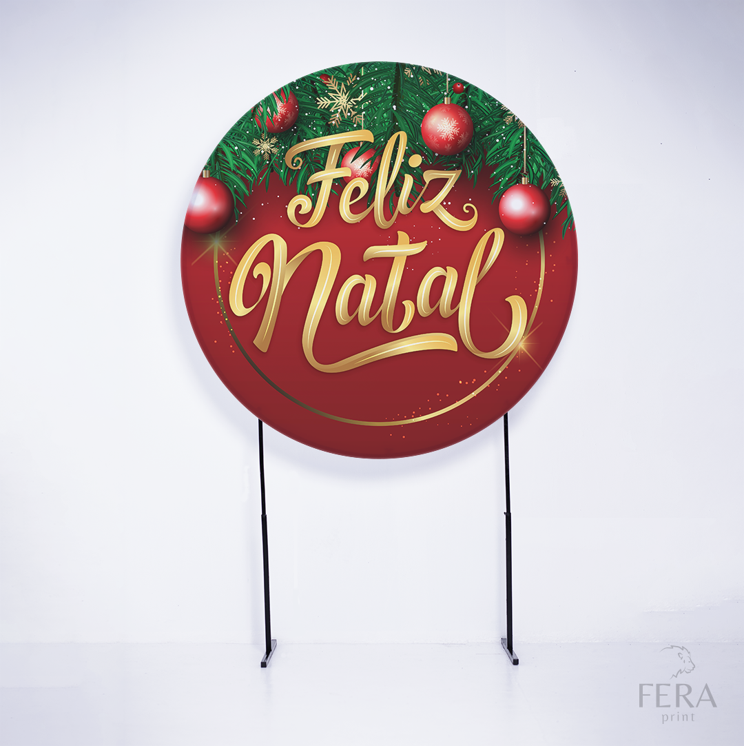 Kit Capa Cilindros + Capa Painel Feliz Natal Dourado Sublimado