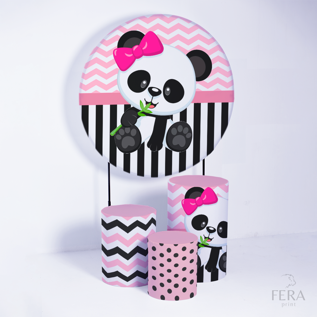 Kit Capa Cilindros + Capa Painel Panda Rosa Sublimado