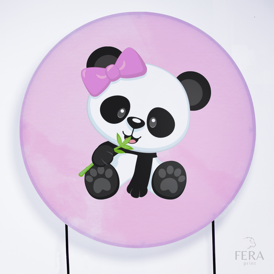 Painel Redondo Panda Rosa Sublimado