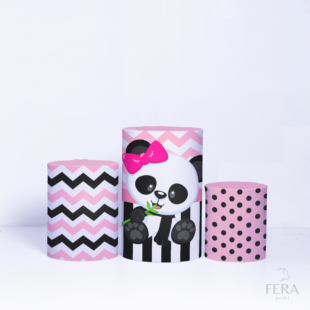 Kit Capa Cilindros + Capa Painel Panda Rosa Sublimado