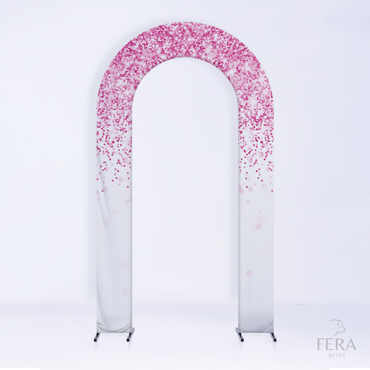 Painel Portal Sublimado Branco e Glitter Rosa c/ Forro