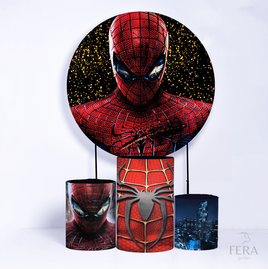 Kit Capa Cilindros + Capa Painel Herói Aranha Gliter Sublimado